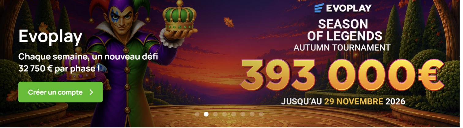Tournoi Evoplay Season of Legends sur Millionz Casino, 393 000 euros jusqu'au 29 novembre 2026